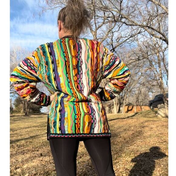 Coogi Australia Primary Color Abstract Weave Tunic Sweater Bold MEDIUM - Picture 3 of 12